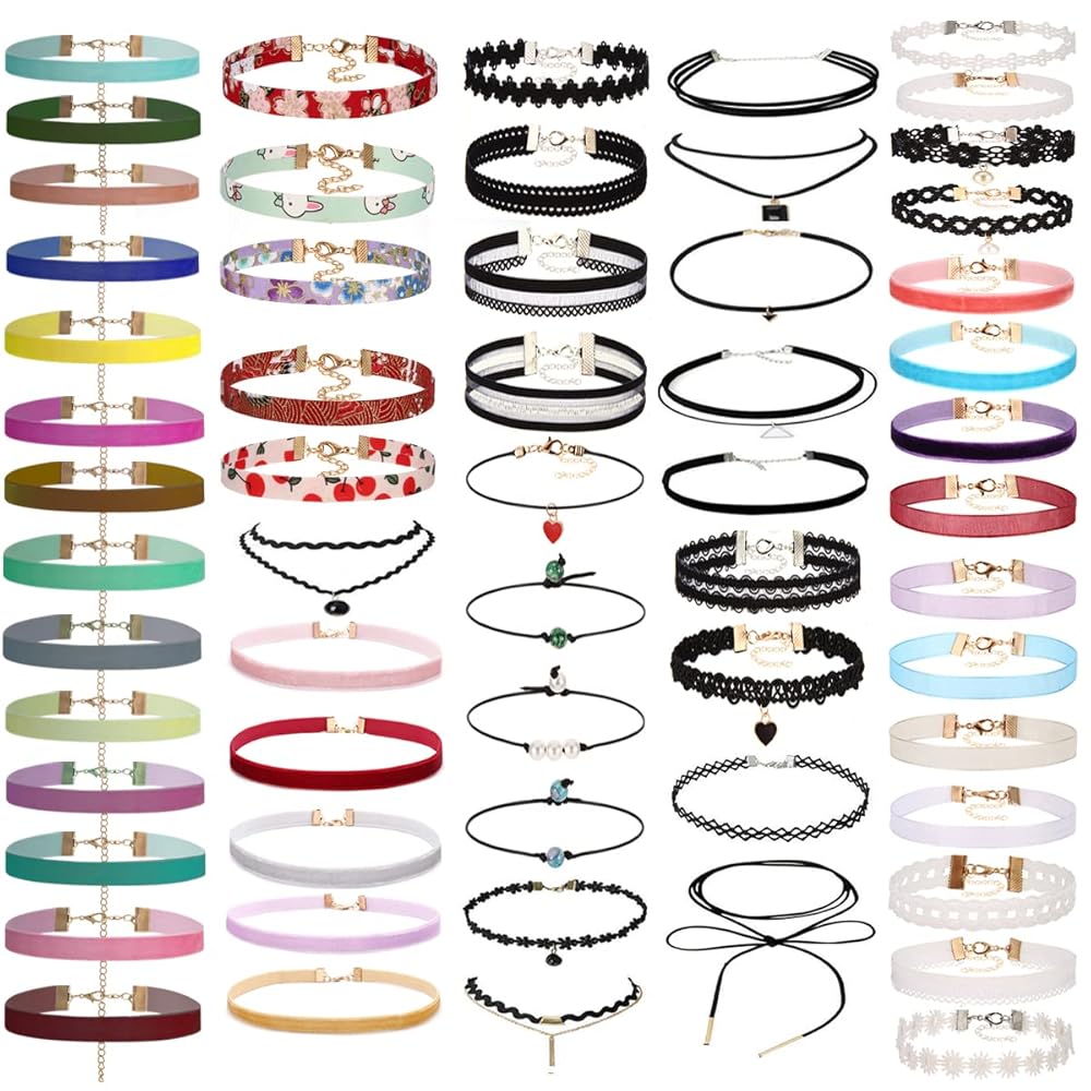 Amazon.com: K&Q 60 PCS Choker Necklace Set, Classic Stretch